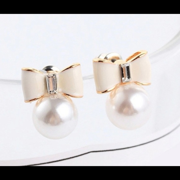 Kate spade bow pearl drop stud earring